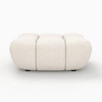 Teddy - Pouf Repose-Pieds En Tissu Bouclé Blanc