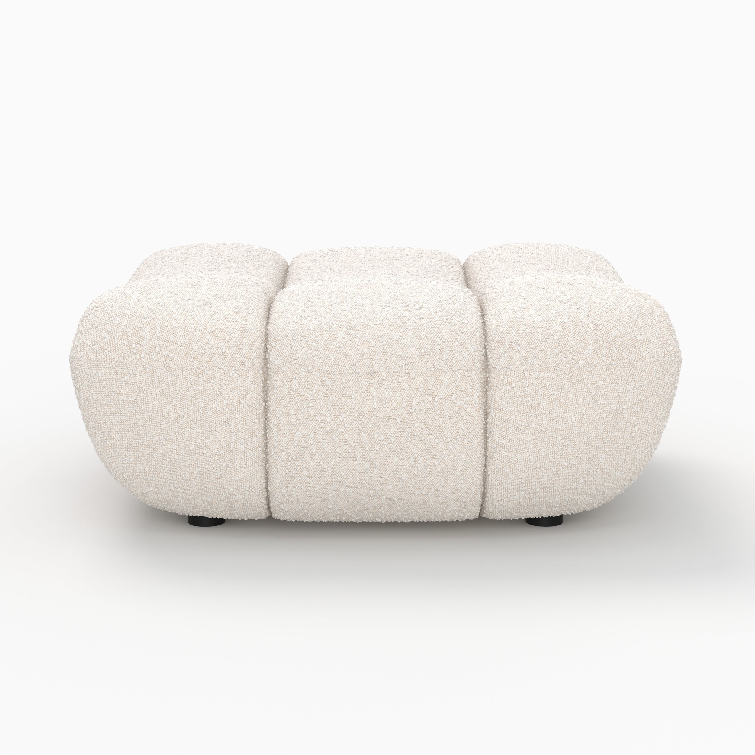Teddy - Pouf Repose-Pieds En Tissu Bouclé Blanc