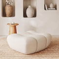 Teddy - Pouf Repose-Pieds En Tissu Bouclé Blanc