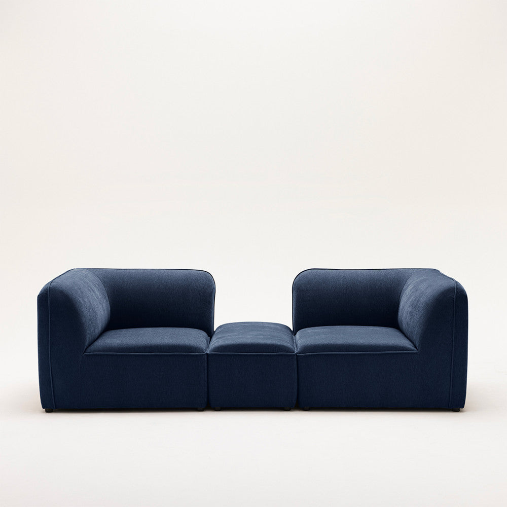 Noor - Puf para sofá modular - Tela - Azul marino