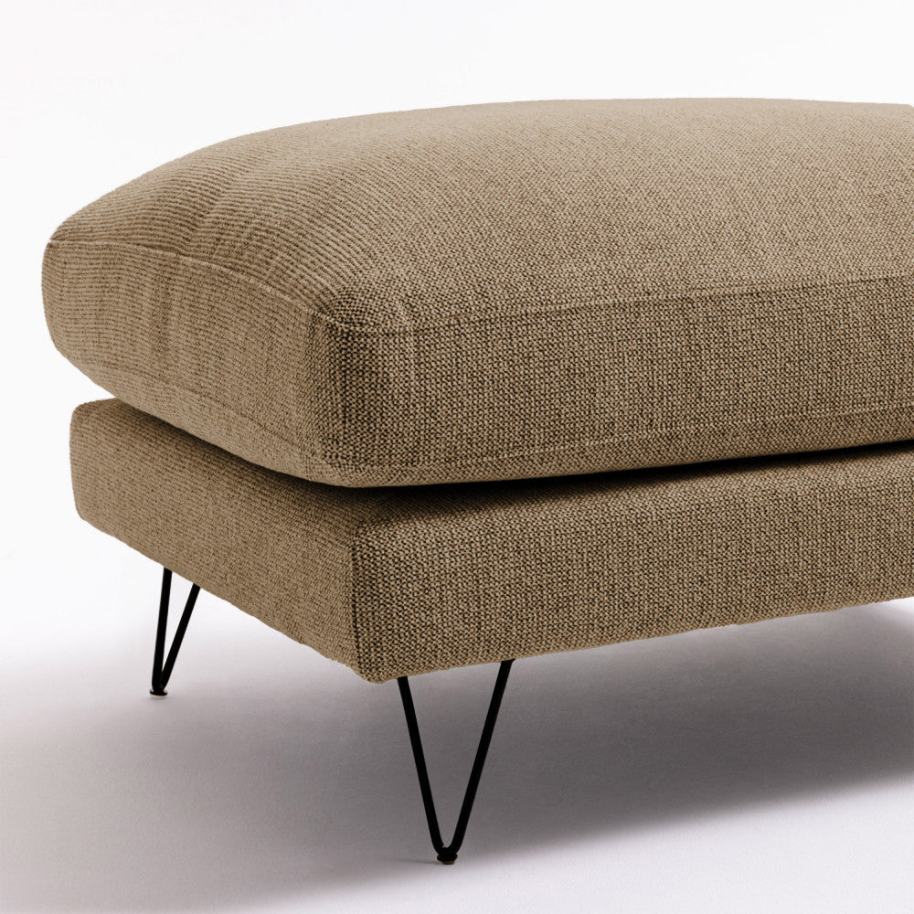 Villabon - Pouf - Tissu Pieds Épingles Noirs - Caramel Chiné