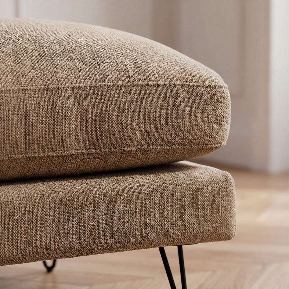 Villabon - Pouf - Tissu Pieds Épingles Noirs - Caramel Chiné