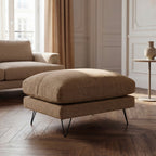 Villabon - Pouf - Tissu Pieds Épingles Noirs - Caramel Chiné