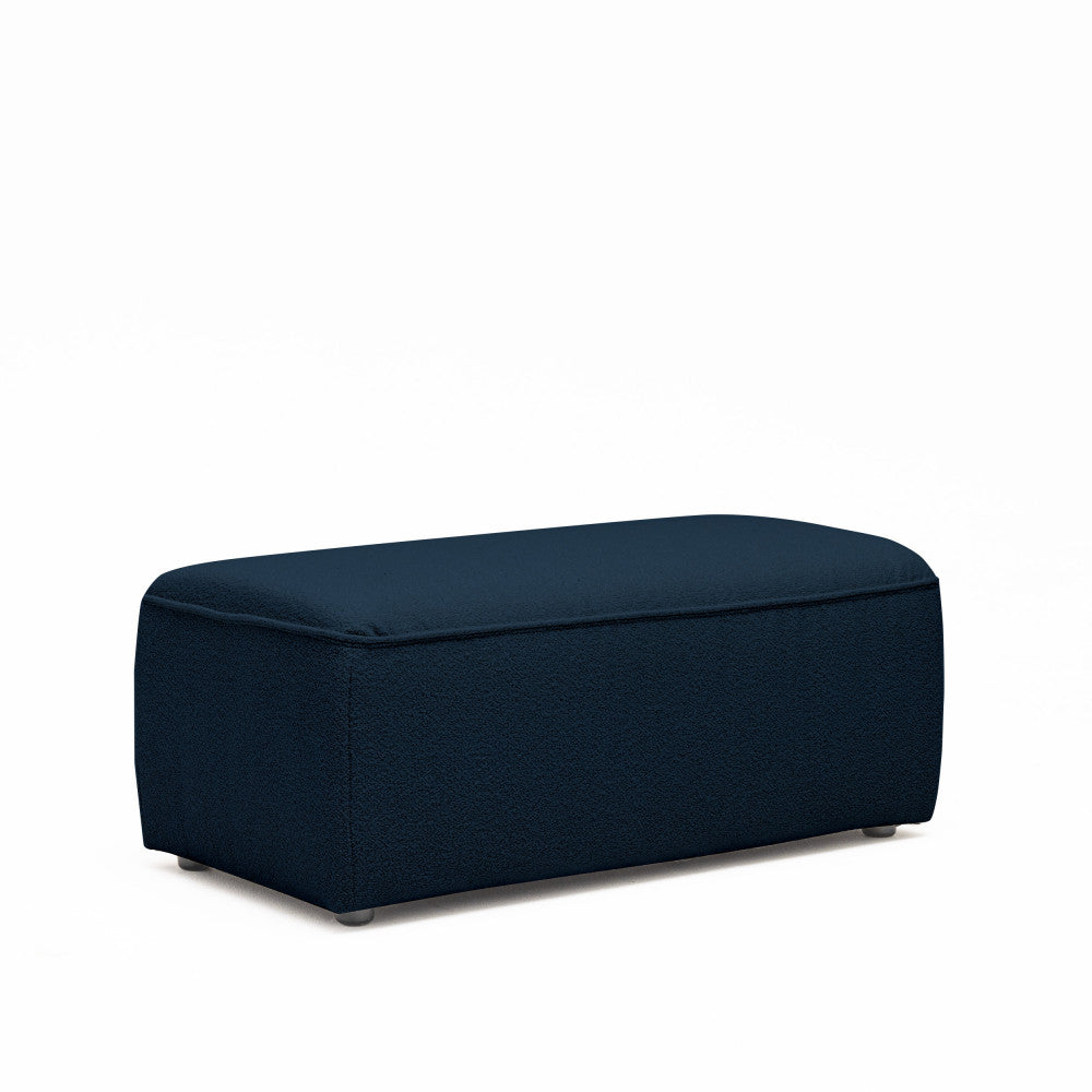 Noor - Pouf Per Divano Modulare - Tessuto Bouclé - Blu Marino