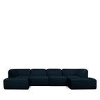 Noor - Pouf Per Divano Modulare - Tessuto Bouclé - Blu Marino
