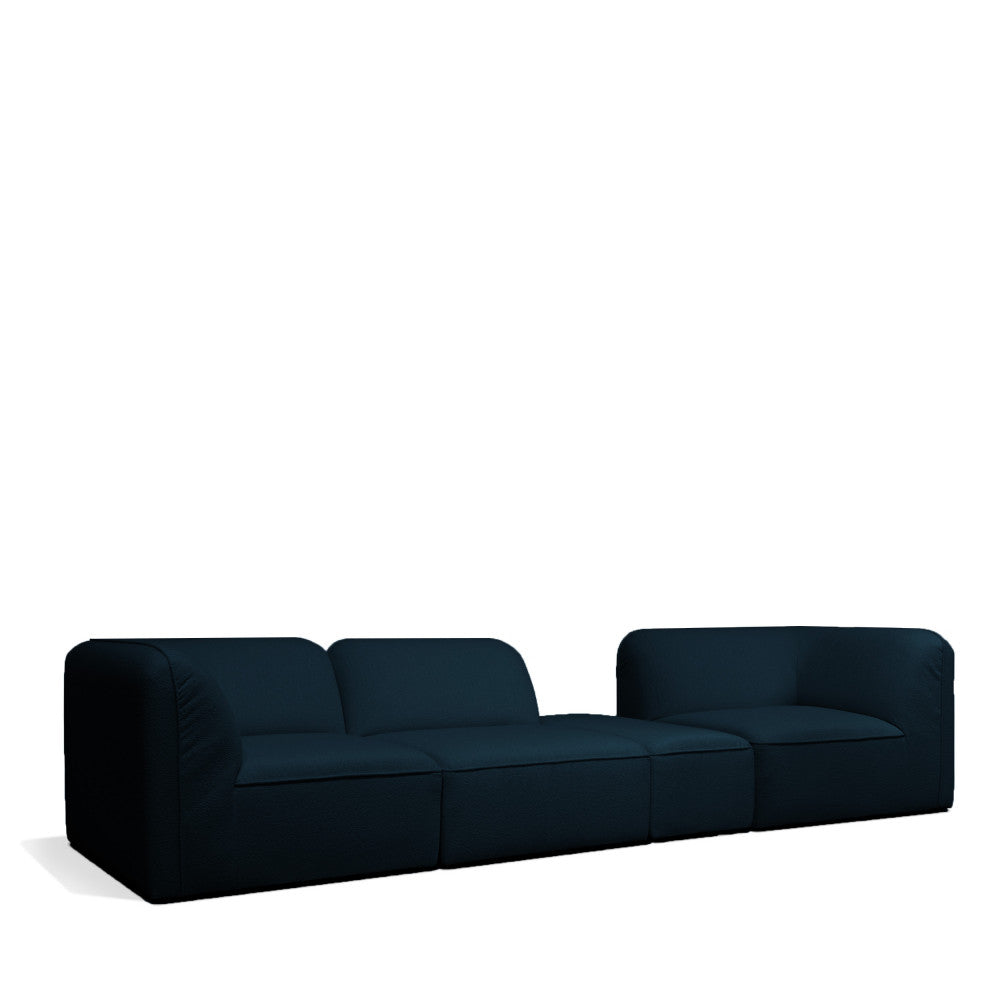 Noor - Pouf Per Divano Modulare - Tessuto Bouclé - Blu Marino