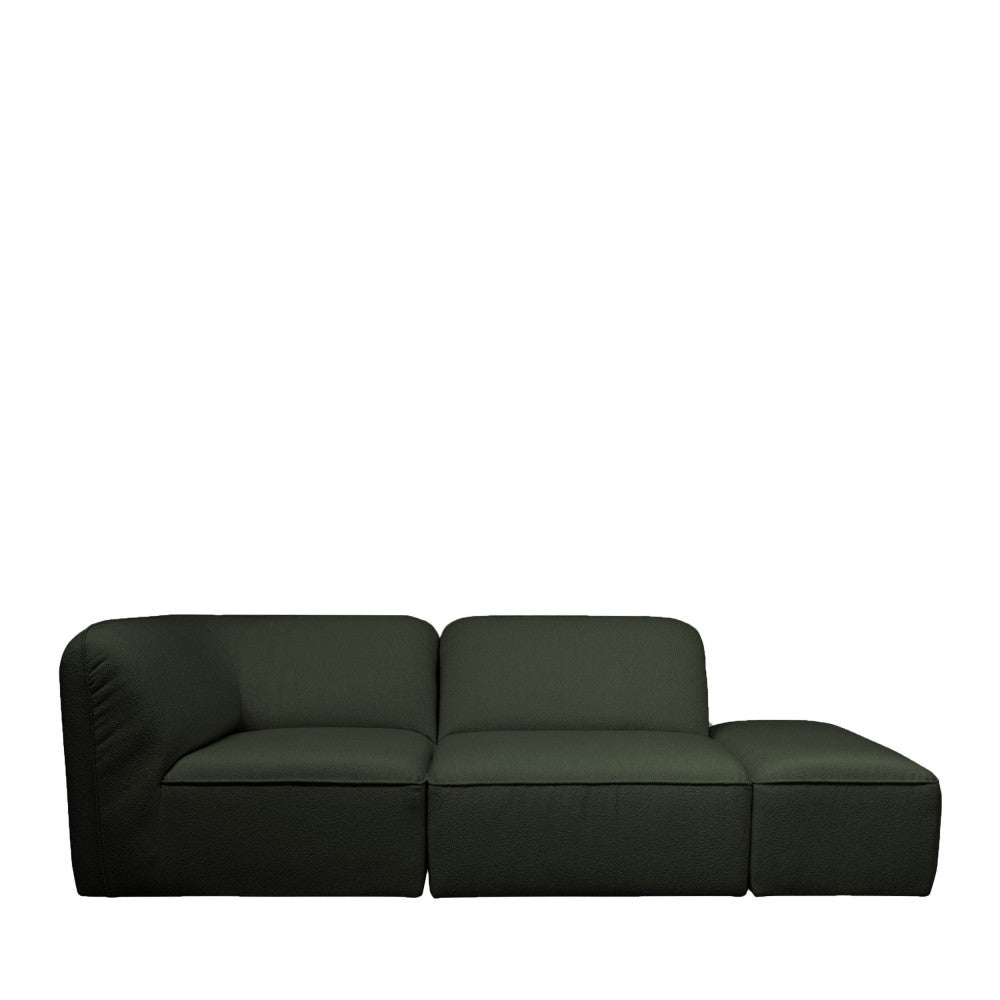Noor - Pouf Per Divano Modulabile - Tessuto Bouclé - Verde Cachi
