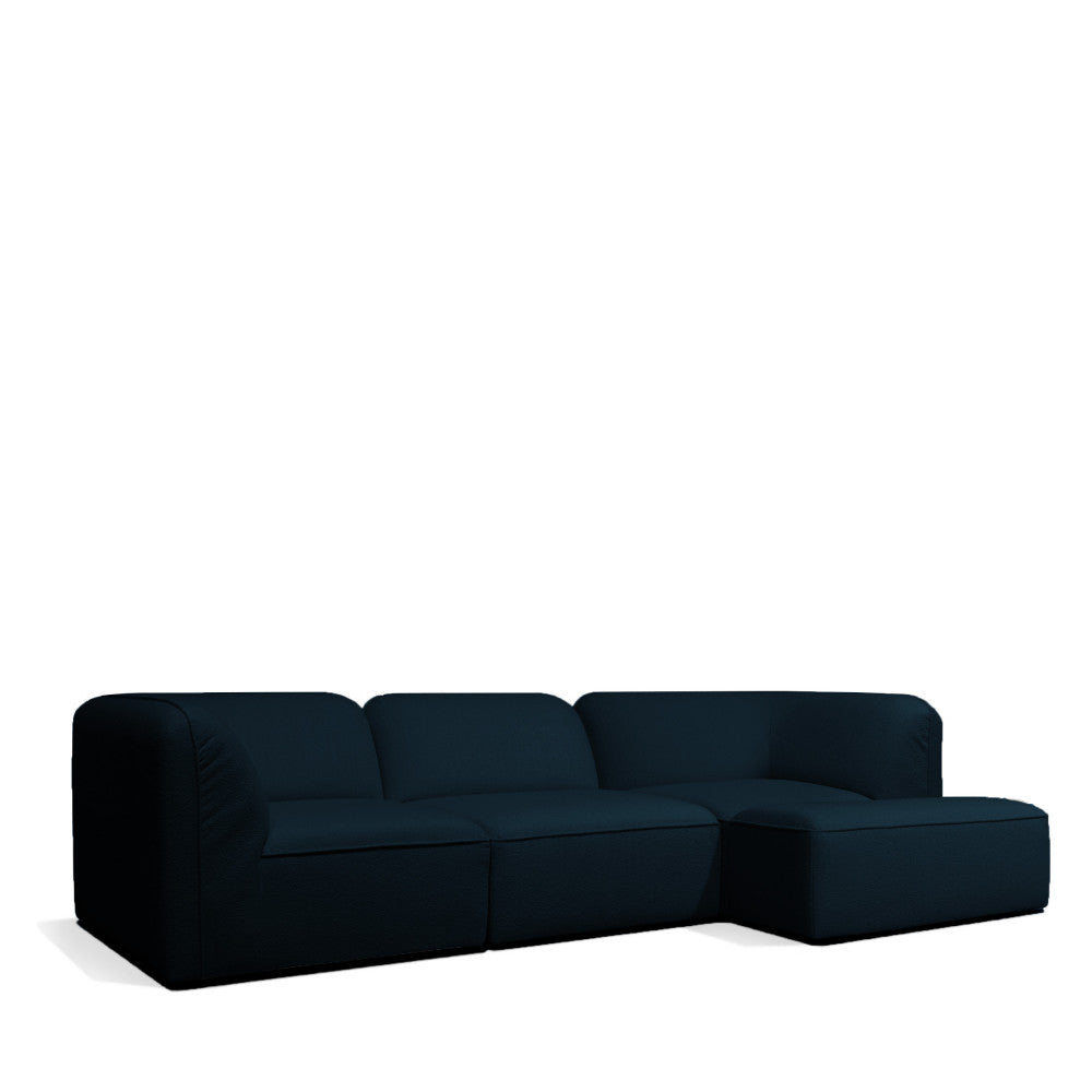 Noor - Pouf Per Divano Modulare - Tessuto Bouclé - Blu Marino