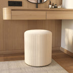 Lily - Pouf Rond En Velours Côtelé Beige