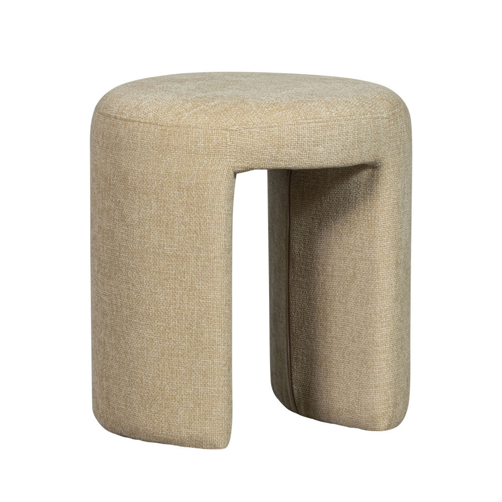 Charlie - Pouf Rond - Tissu - Beige