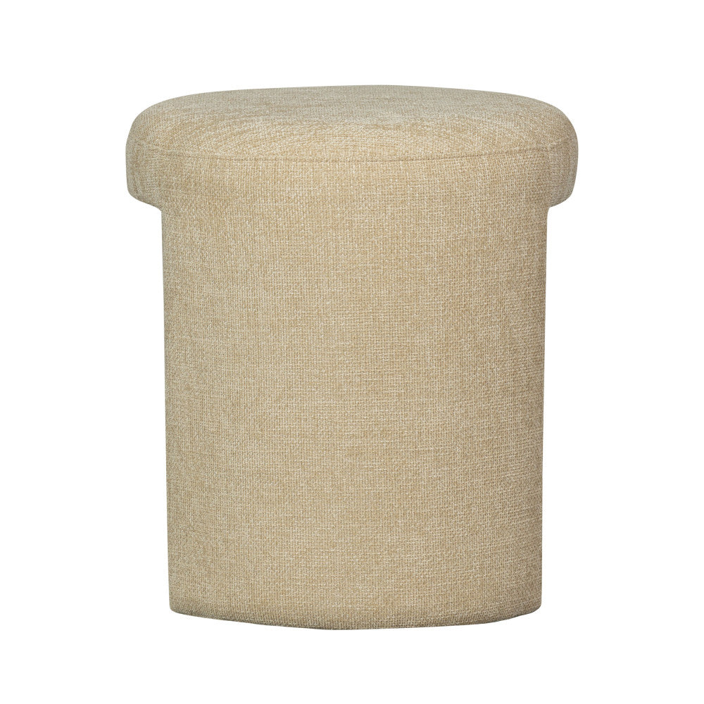 Charlie - Pouf Rond - Tissu - Beige