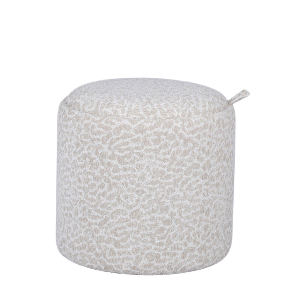 Zoé - Pouf Contenitore Con Stampa Leopardata Convertibile In Tavolino Da Salotto - Beige