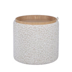 Zoé - Pouf Contenitore Con Stampa Leopardata Convertibile In Tavolino Da Salotto - Beige