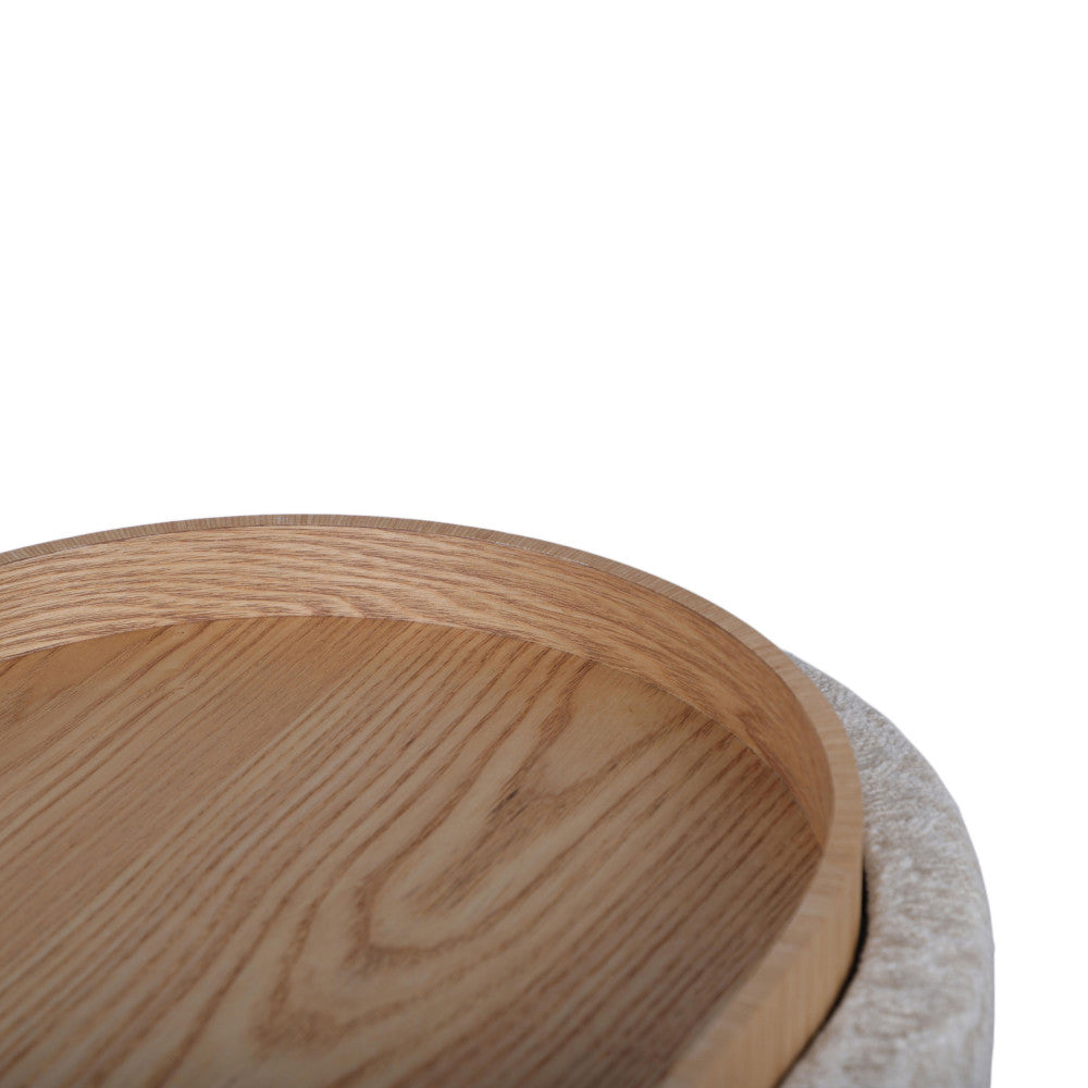Zoé - Pouf Contenitore Con Stampa Leopardata Convertibile In Tavolino Da Salotto - Beige
