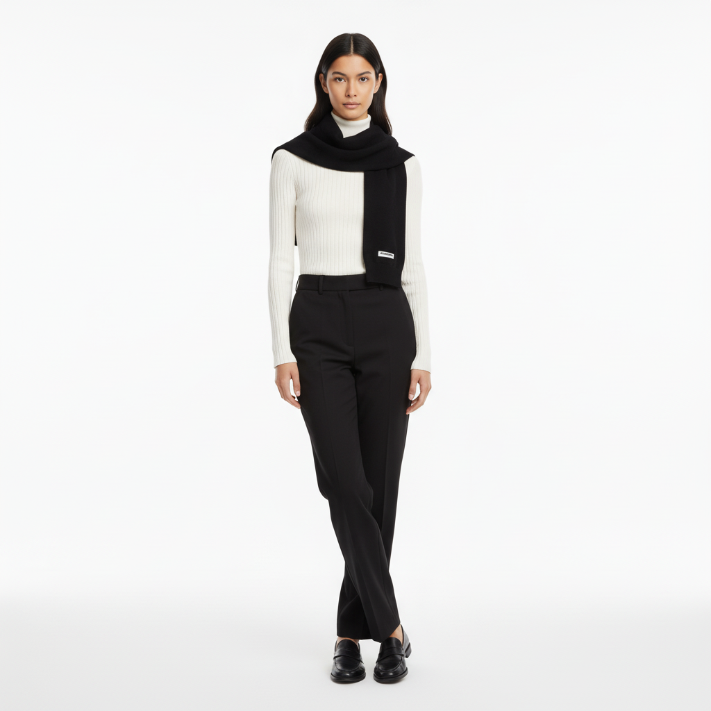 Emb Scarf - Black - Women