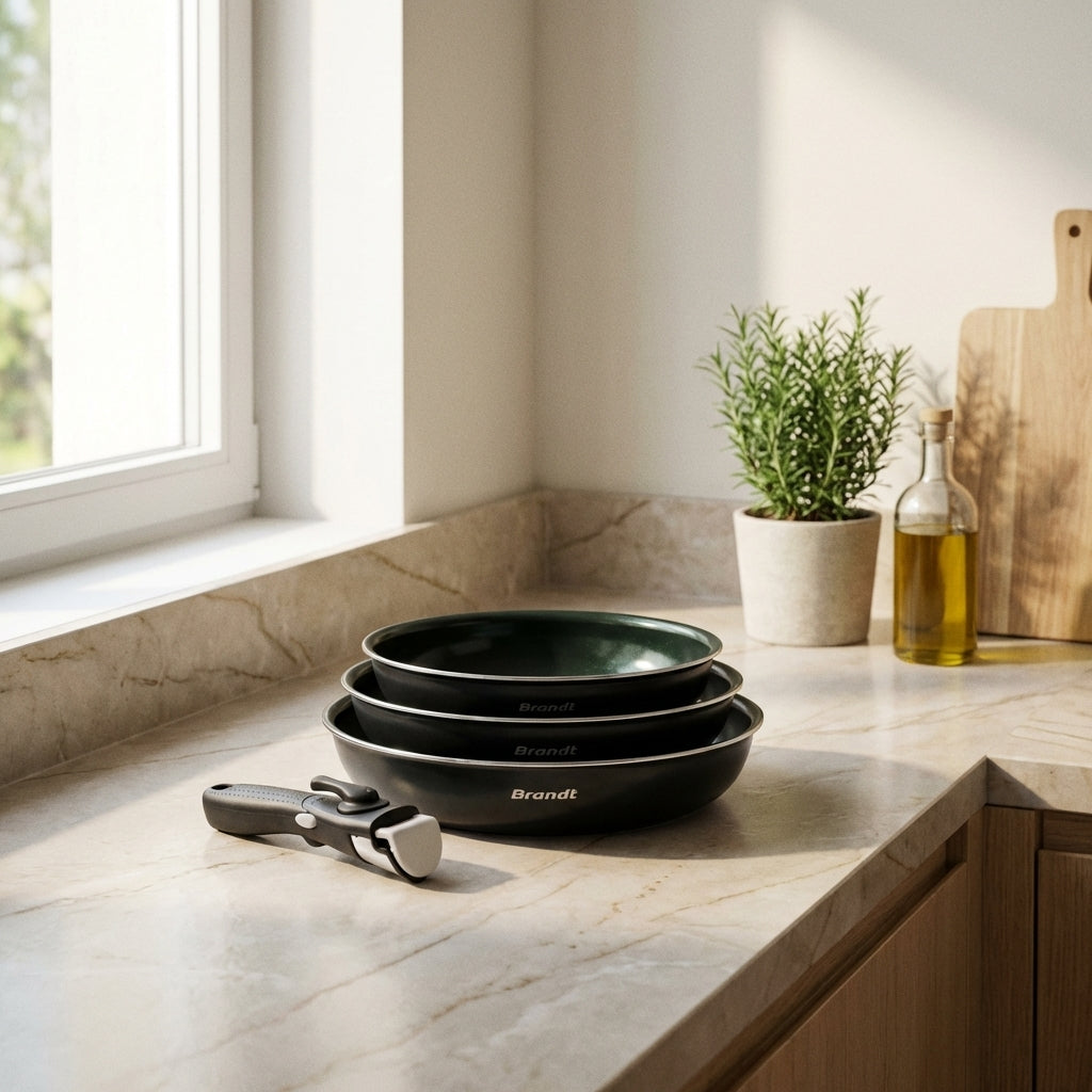 Batería De Cocina 4 Piezas - Aluminio Negro Con Revestimiento Diamante Perlado