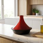 Tajine En Fonte D'Acier Avec Couvercle En Céramique - Rouge