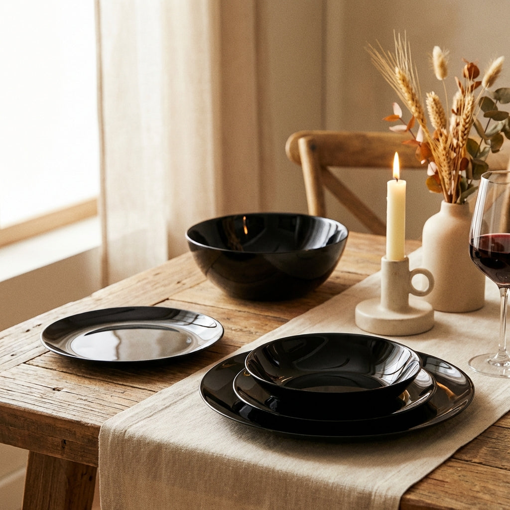 Diwali - Servicio de mesa de 19 piezas - Negro - Luminarc