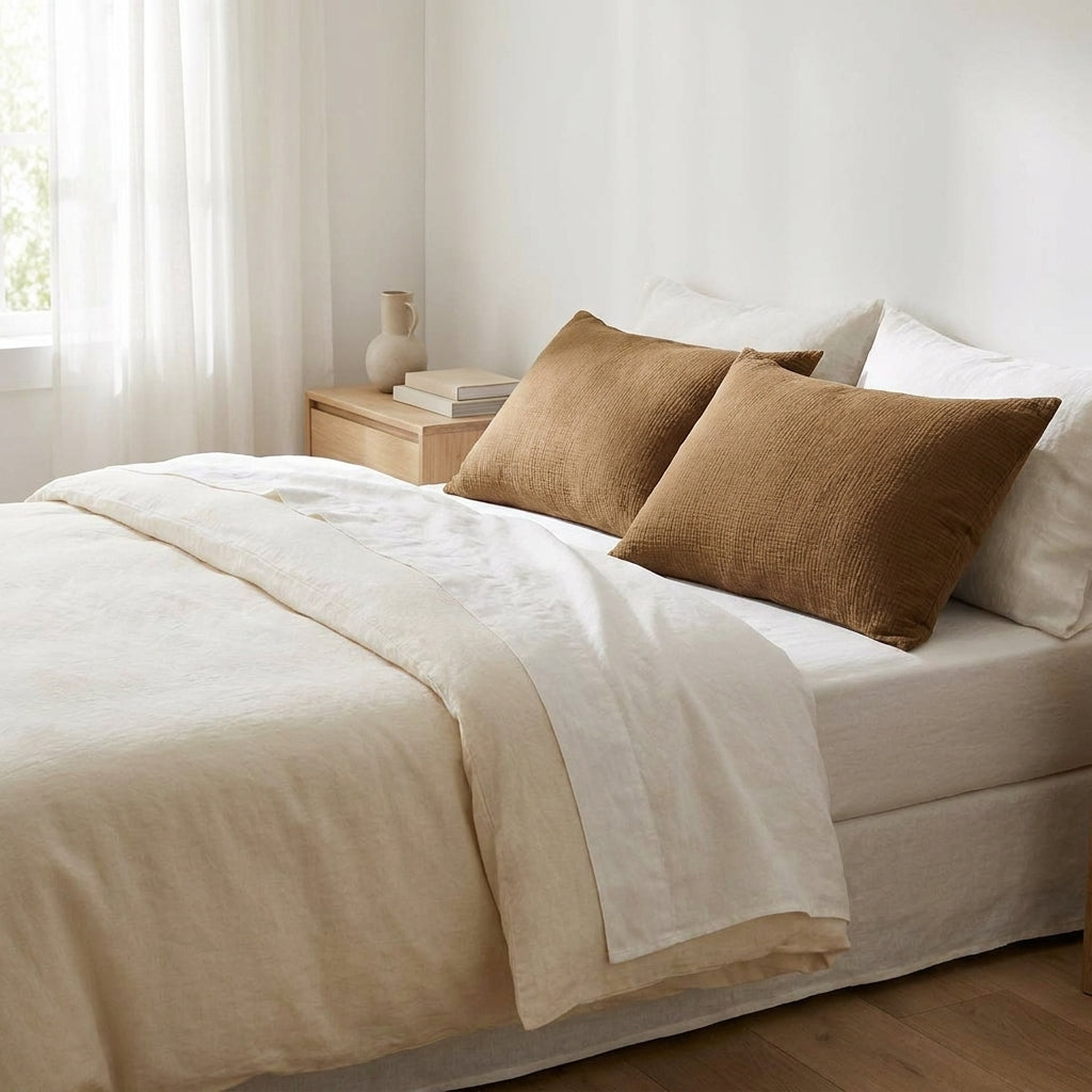 Carla - Pillowcase (X2) - Cotton Gauze - Hazelnut