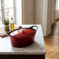 Volcan - Oval Cast Iron Casserole With Lid - 2 Sizes - Red