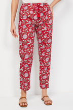 Berenice - Pantalon Droit Taille Haute Rouge