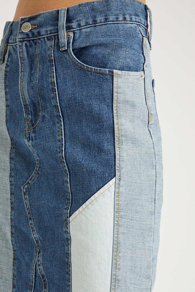 Berenice - Straight Denim Skirt Blue