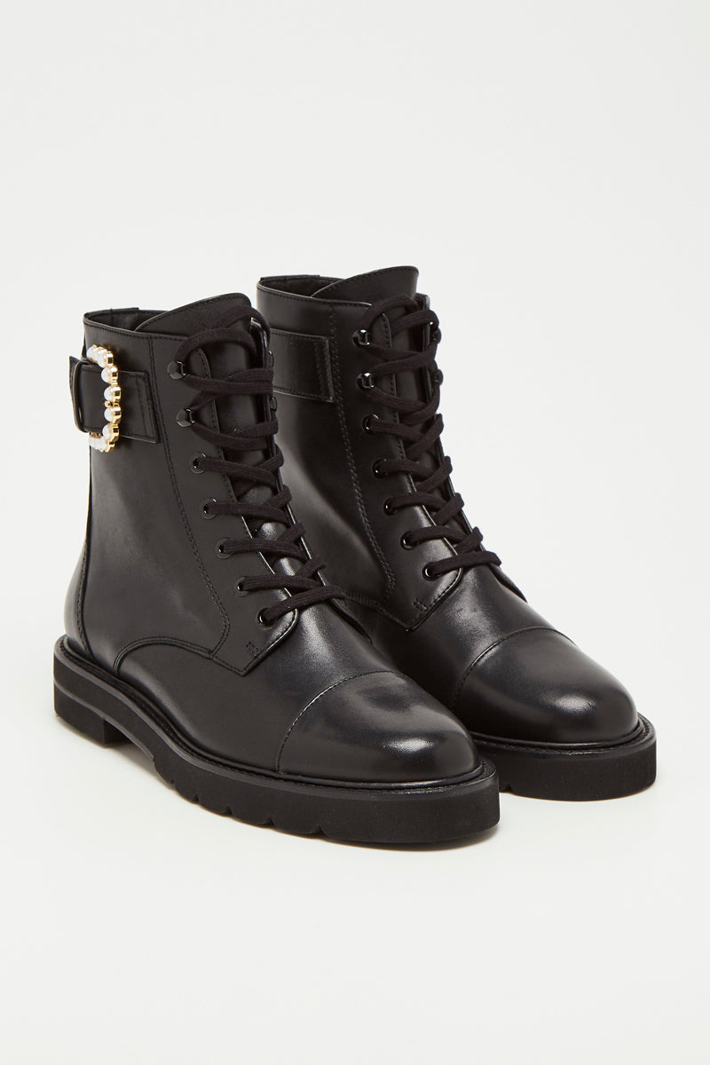 Calfskin Leather Ankle Boots Piper - Black