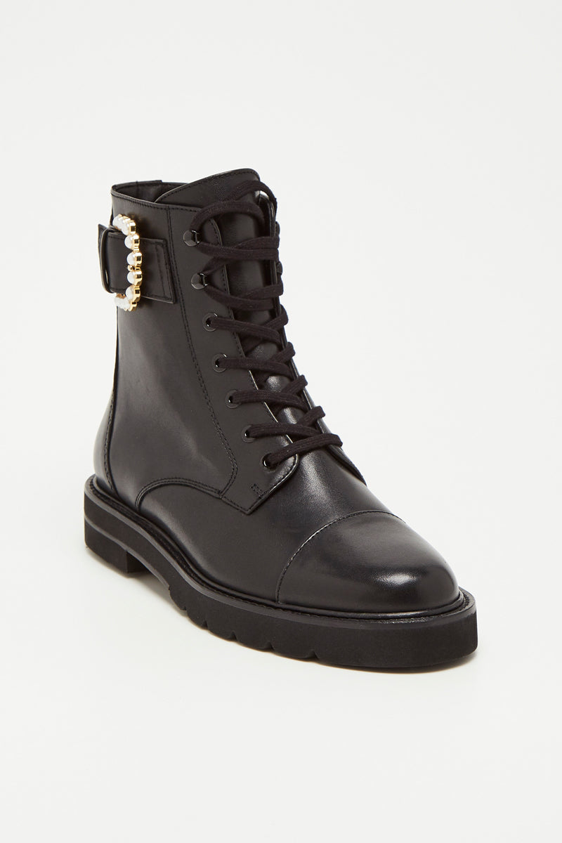 Calfskin Leather Ankle Boots Piper - Black