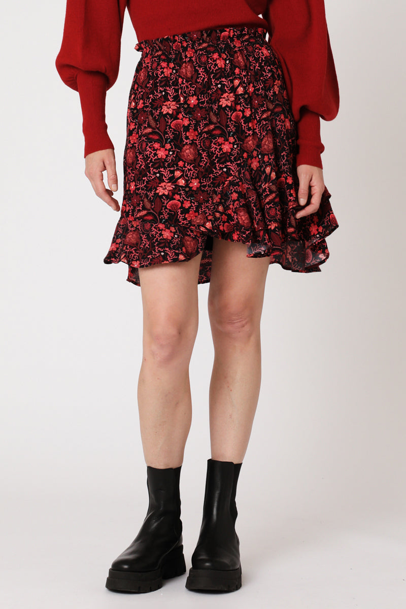 Berenice - Jupe Patineuse - Noir Et Rouge