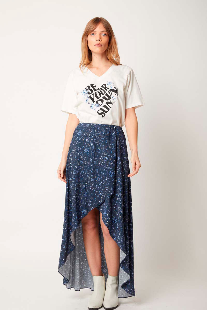 Long Asymmetrical Printed Skirt - Calgari