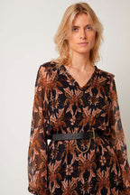 Berenice - Robe Longue - Marron Et Noir