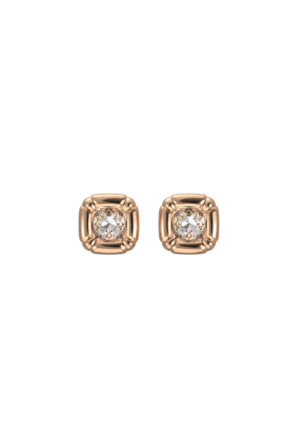 Swarovski - Pendientes en Oro Rosa Bañado Adornados con Cristales Swarovski - Blanco y Dorado Rosa