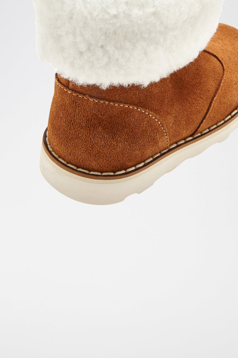 Fur-Lined Nubuck and Sheepskin Boots - Camel - Boy