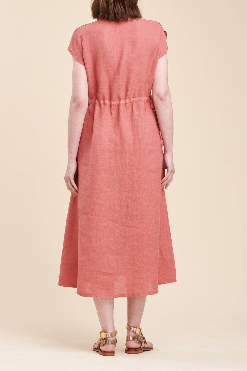 La Fée Maraboutée - Pelota Salmon Linen Midi Dress