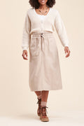 La Fée Maraboutée - Jupe Midi Taille Haute Ricky Beige