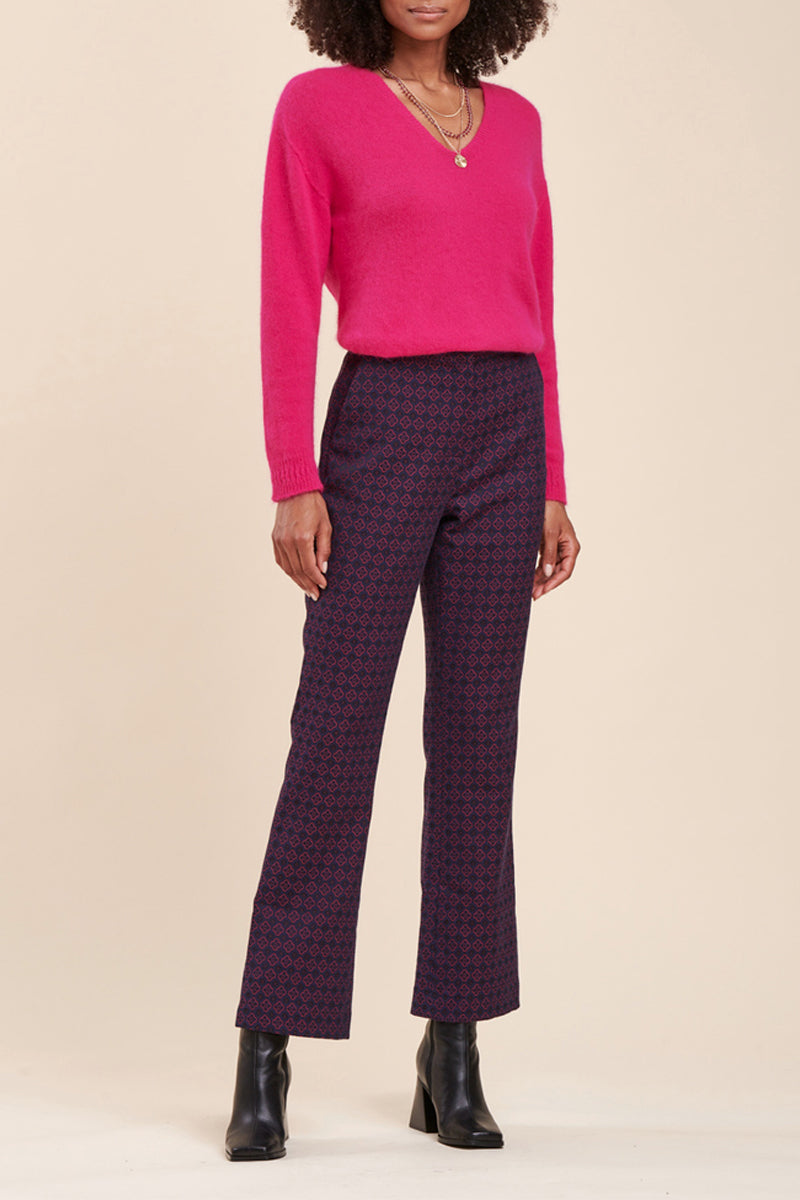 Pantalones bootcut de talle alto Rave azul marino y morado