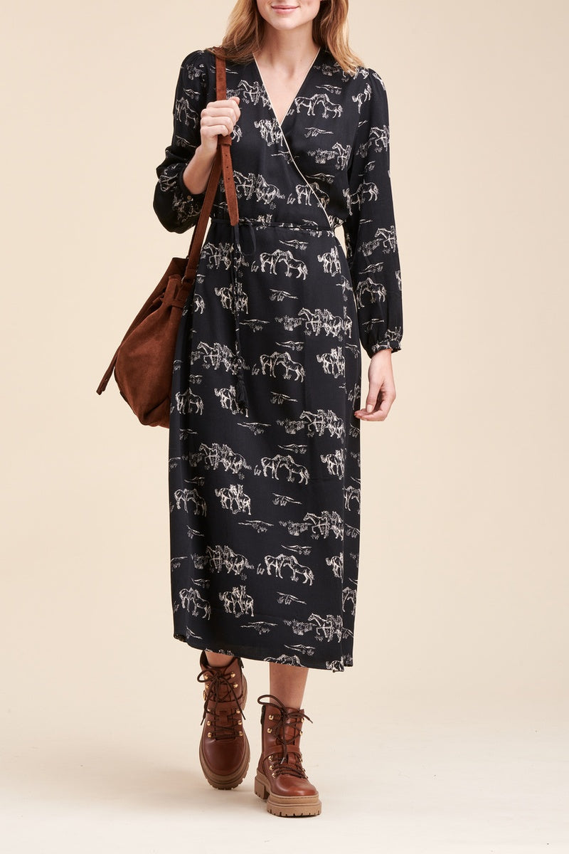 La Fée Maraboutée - Robe Portefeuille Radama Noir