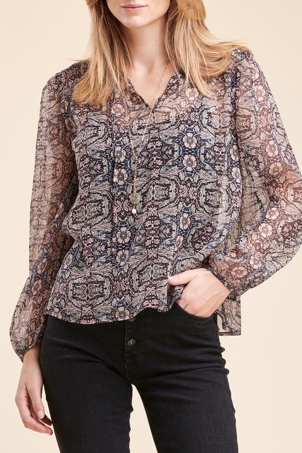 La Fée Maraboutée - Blusa Richiro Rosa y Azul Marino