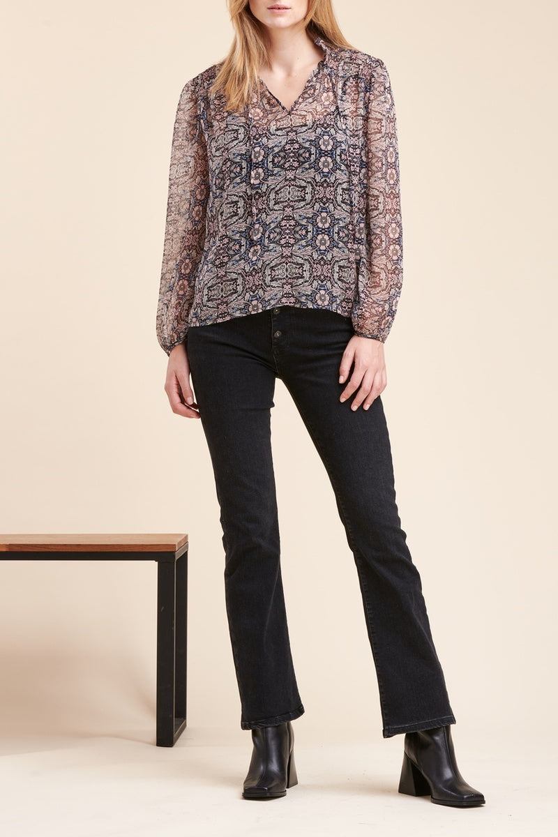 La Fée Maraboutée - Richiro Pink and Navy Blue Blouse