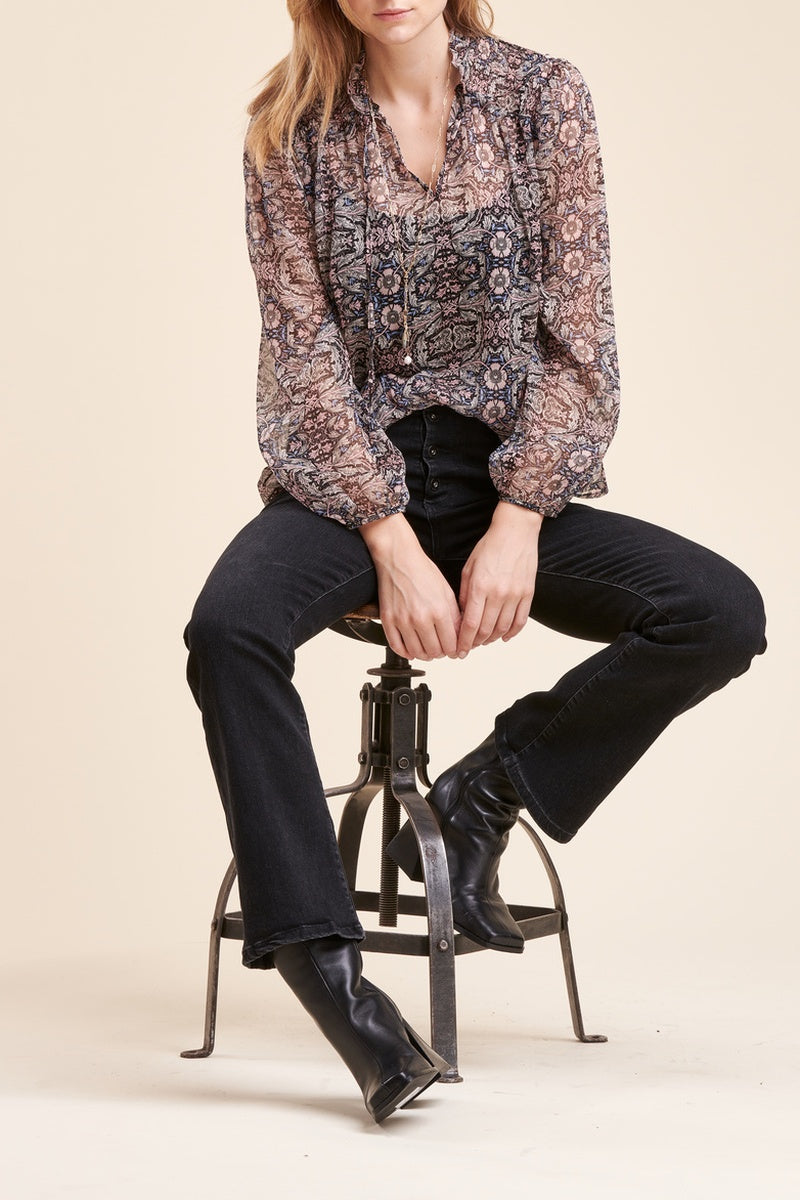La Fée Maraboutée - Richiro Pink and Navy Blue Blouse