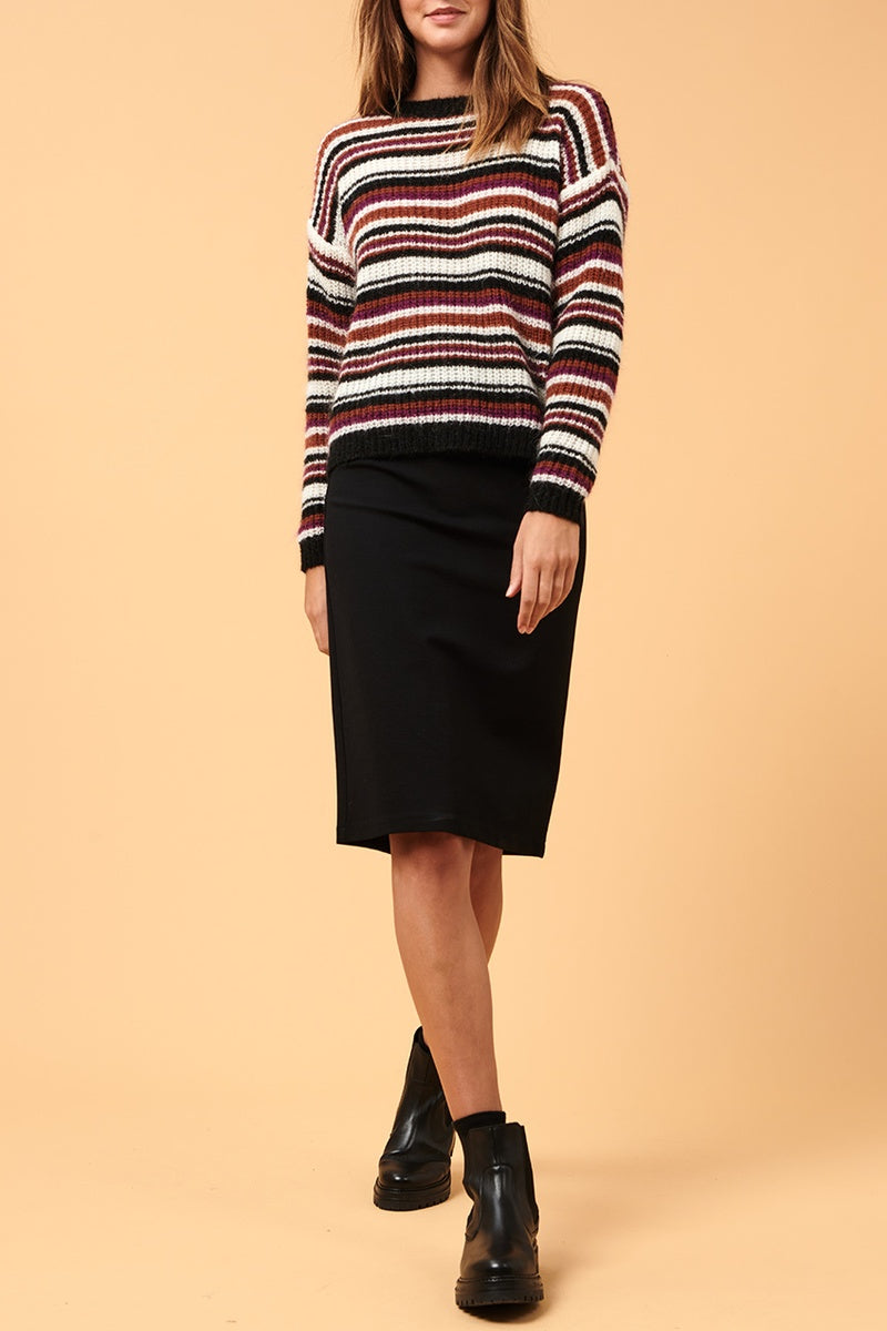 La Fée Maraboutée - Choco Black High-Waist Midi Skirt