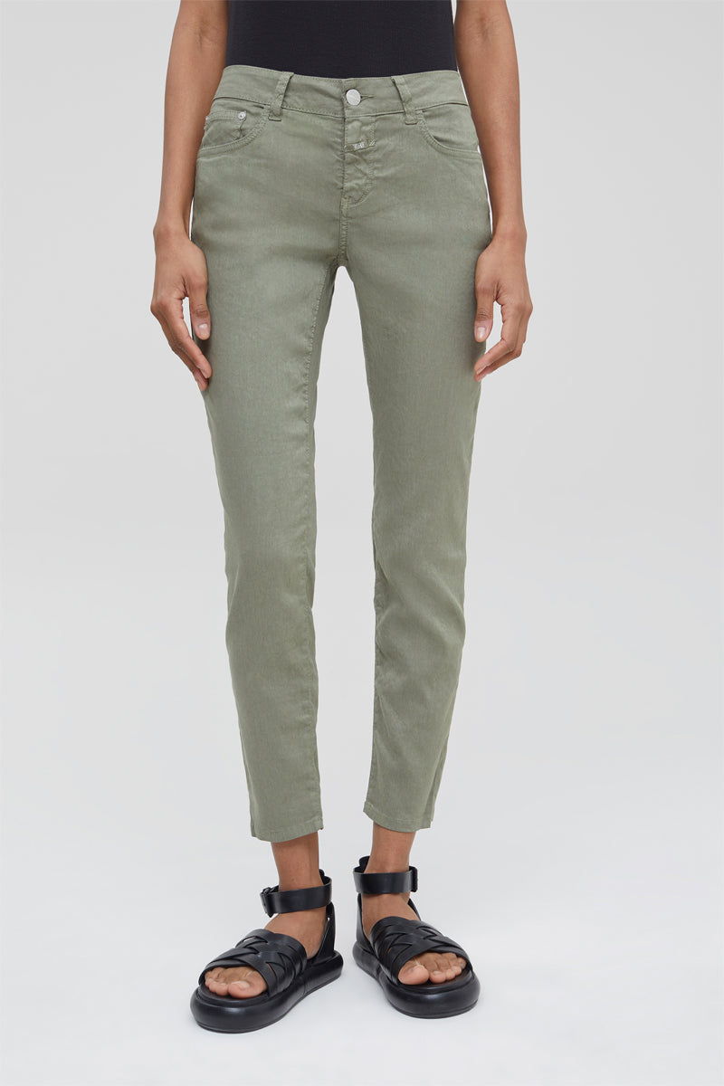 Pantalon Slim En Lin - Vert - Femme