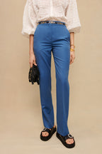 High-Waisted Trousers - Cobalt Blue
