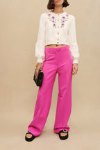 High-Waisted Trousers - Fuchsia
