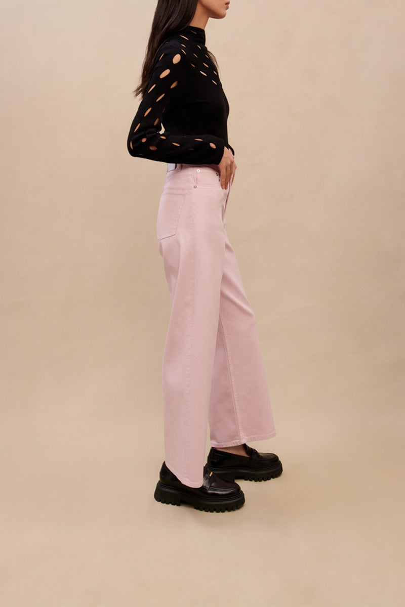 High-Waisted Jeans - Pink