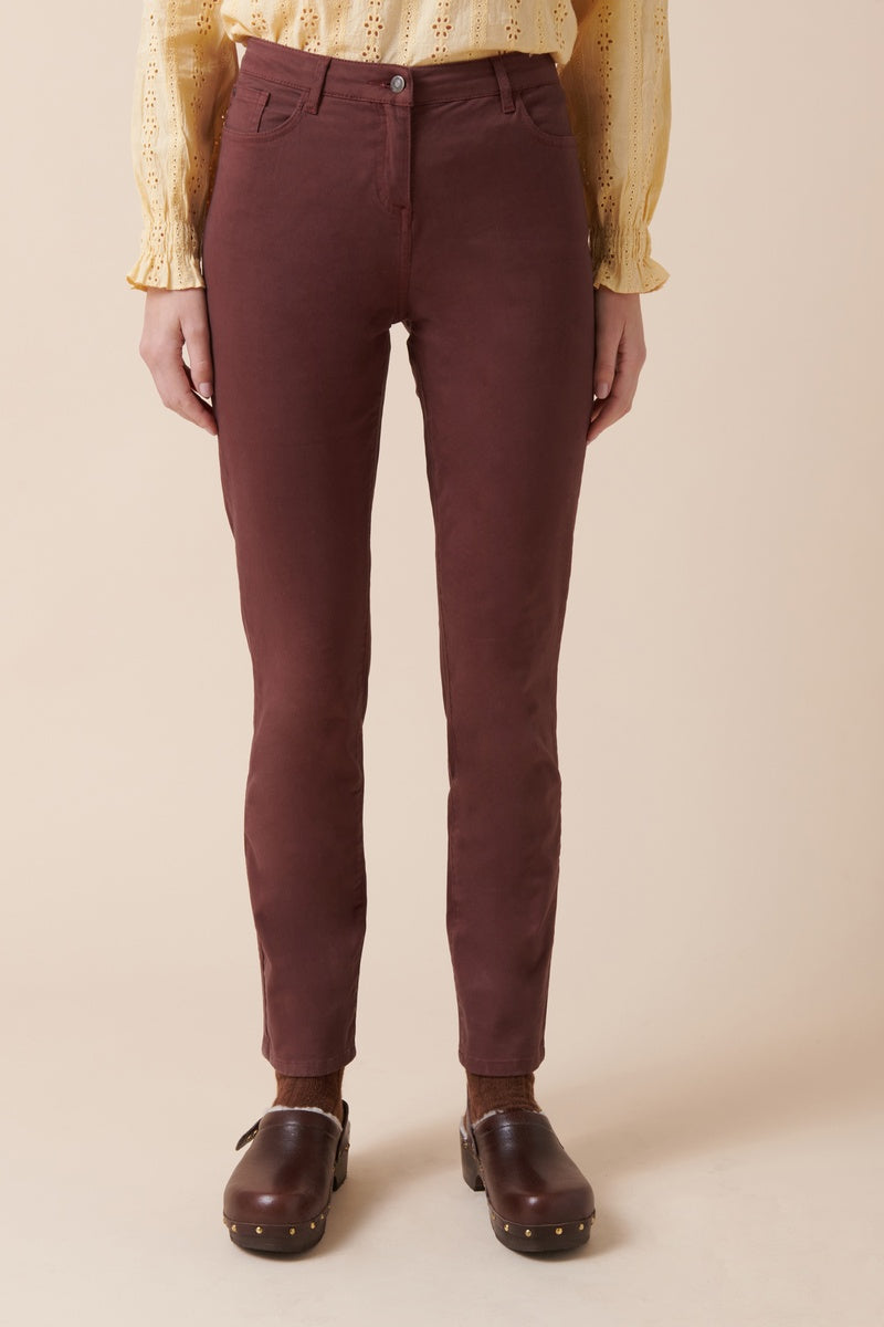 Pantalon En Coton Biologique - Lie-De-Vin