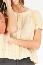 Blouse - Yellow and White