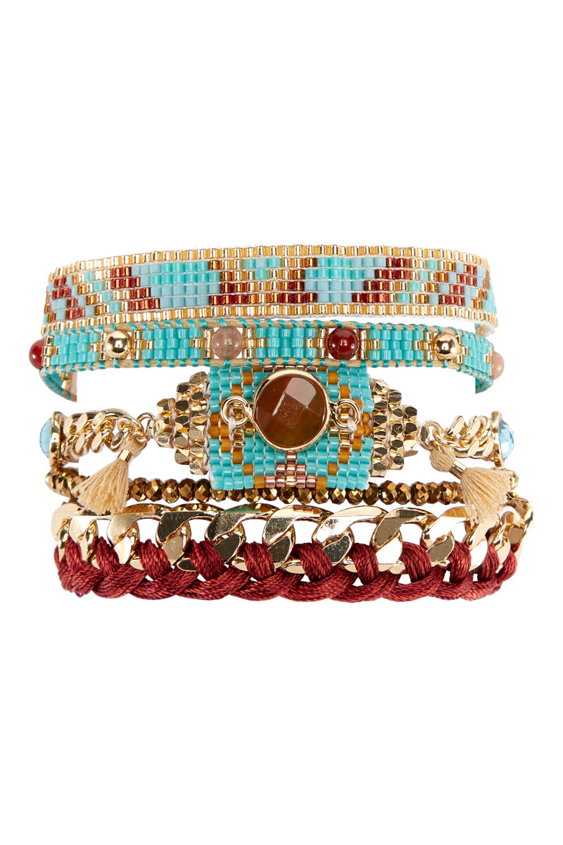 Manschettarmband Guld & Turkos