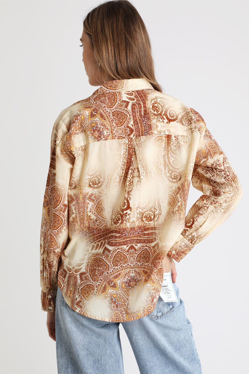 Blouse - Beige And Burgundy