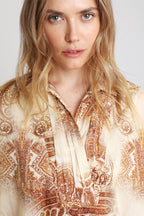Blusa - Beige Y Burdeos
